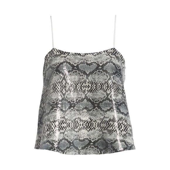 🎁ENDLESS ROSE Snakeskin Cropped Sequin Cami Top - Picture 6 of 9